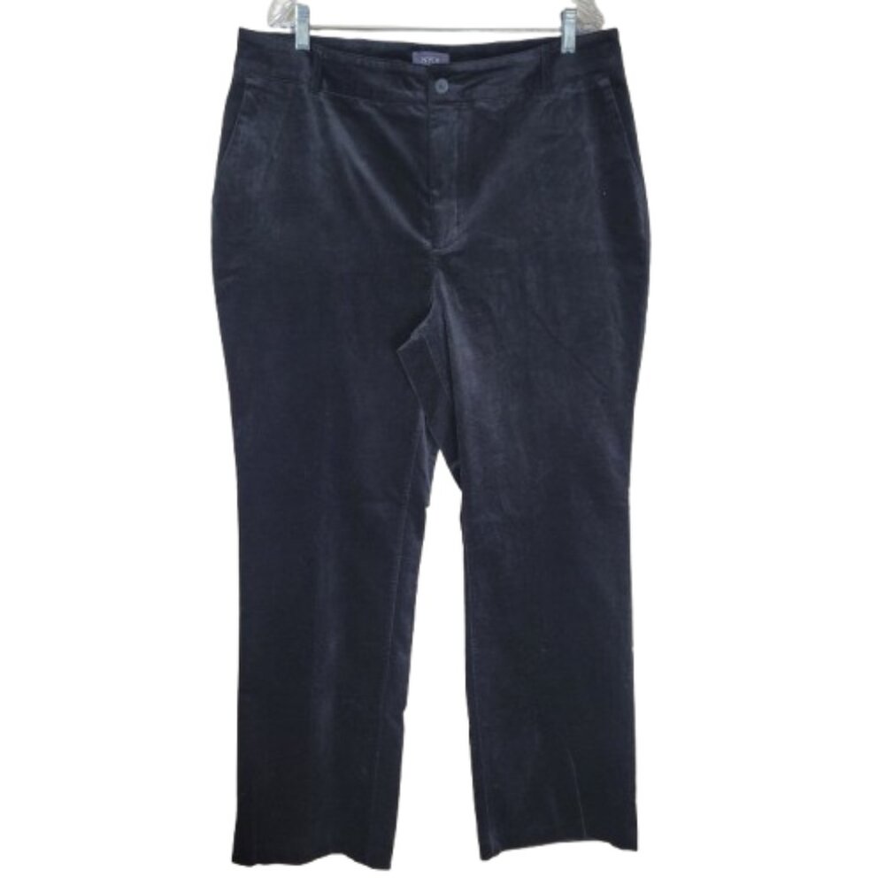 NYDJ Womens 14 Velvet Straight Leg Trouser Pants Black Lift Tuck NWT